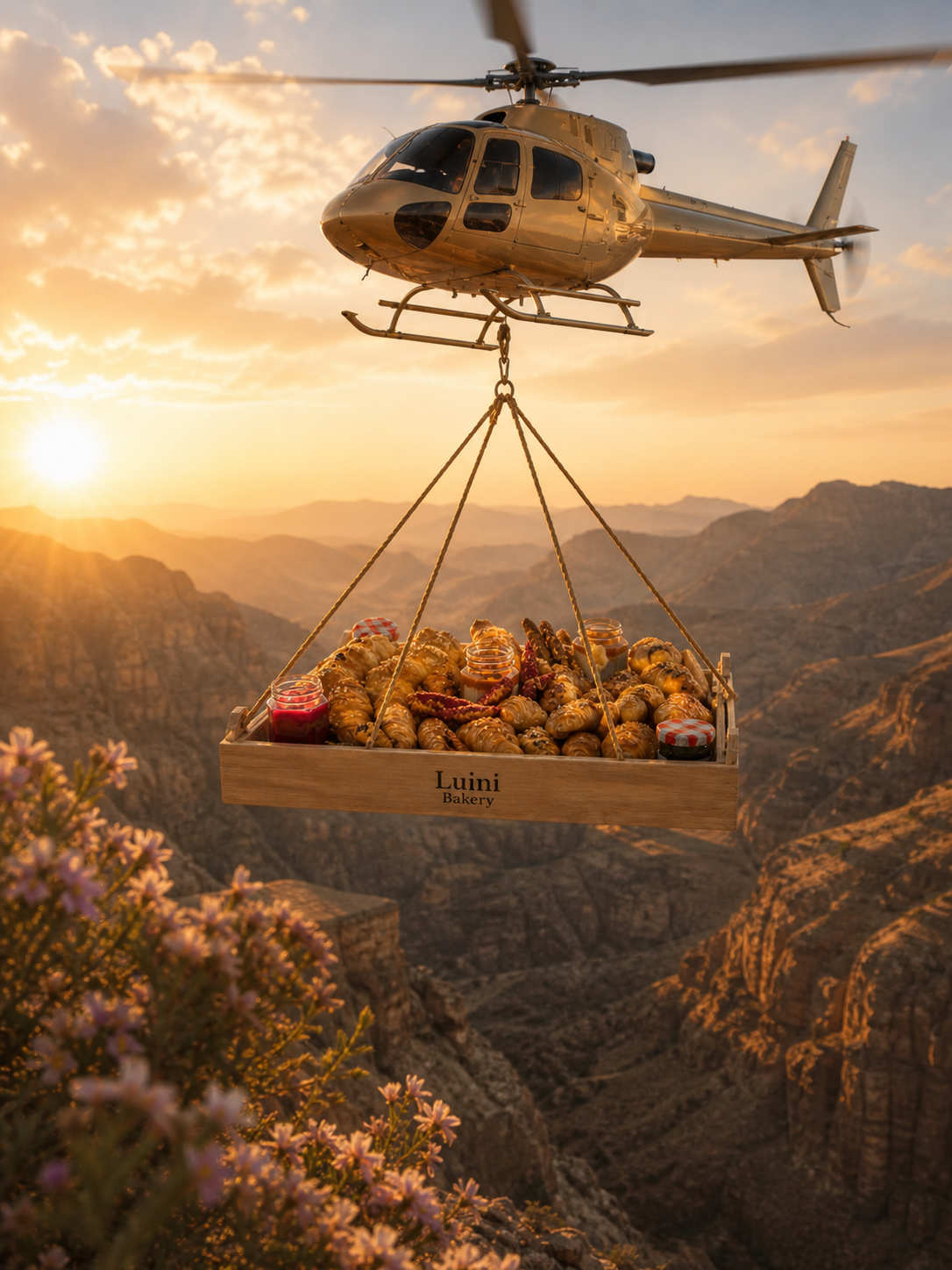 Luini Bakery helicopter delivery CGI concept