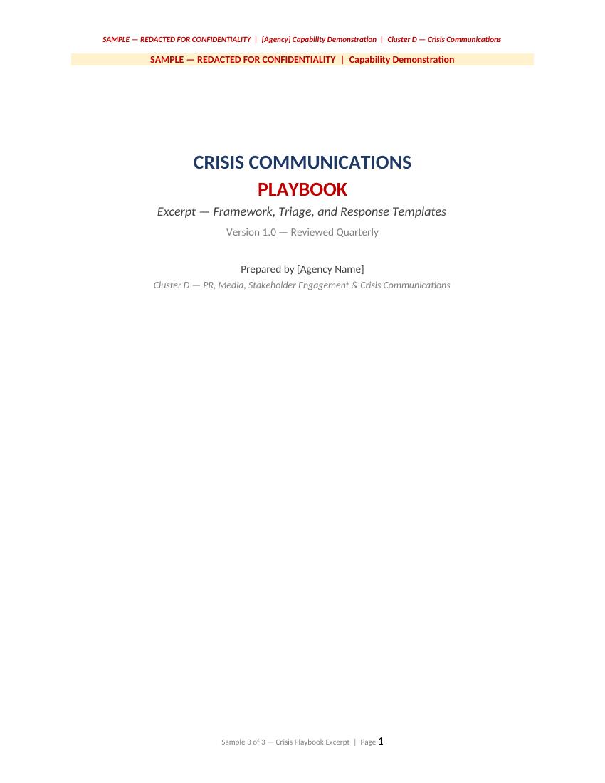 Crisis communications playbook sample preview