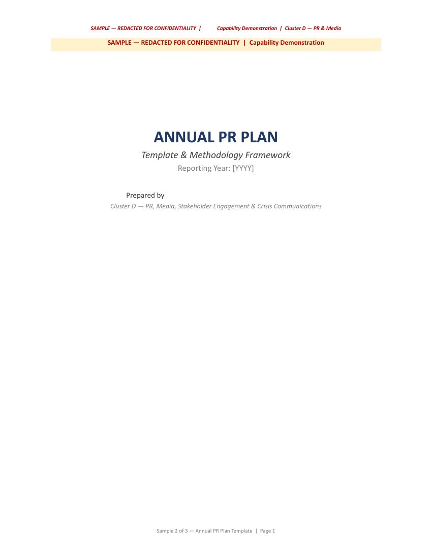 Annual PR Plan template sample preview