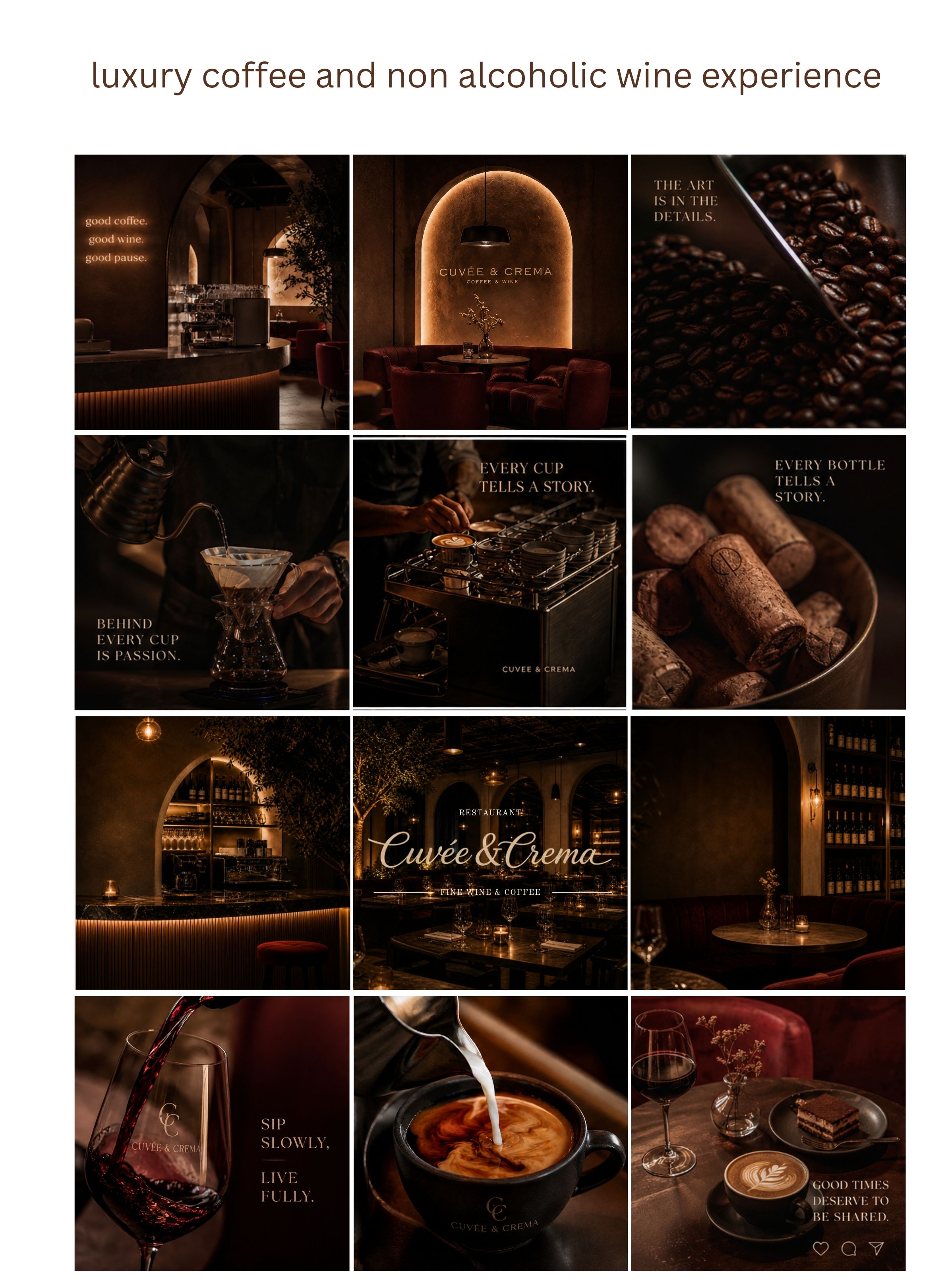 Cuvée & Crema luxury coffee concept grid