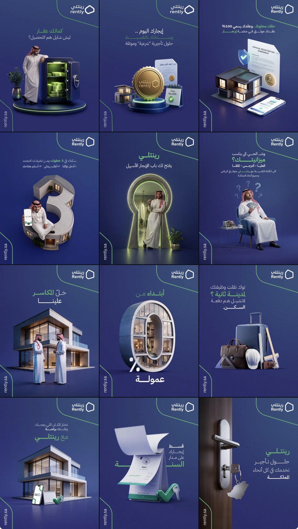 Rently Arabic-first PropTech campaign grid